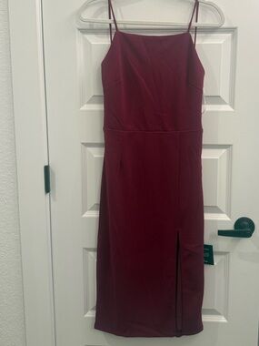 Lulu's Pink Spaghetti Strap Midi Dress